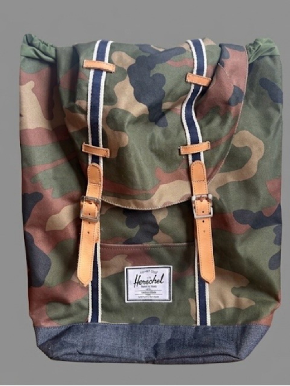 Herschel Supply Company Camouflage Canvas Roll-Top Backpack - Green/Brown